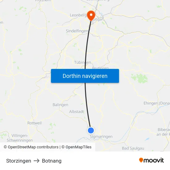 Storzingen to Botnang map