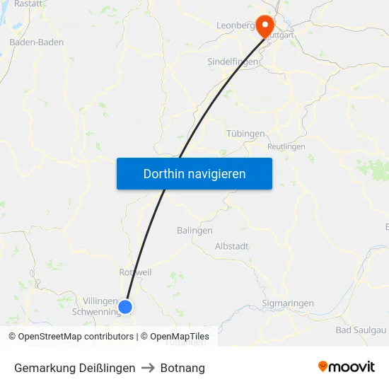 Gemarkung Deißlingen to Botnang map
