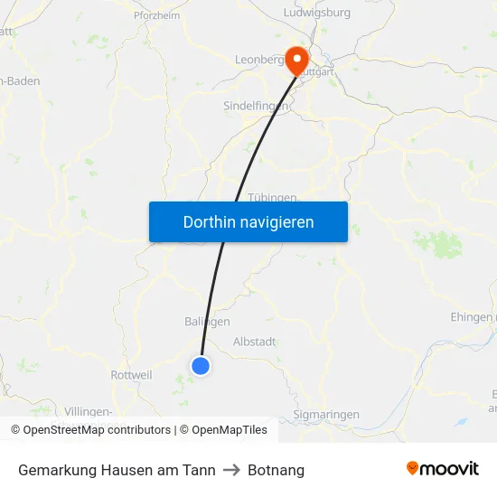 Gemarkung Hausen am Tann to Botnang map