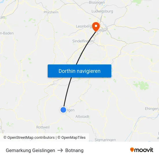 Gemarkung Geislingen to Botnang map