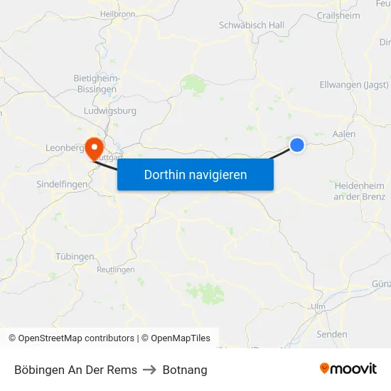 Böbingen An Der Rems to Botnang map