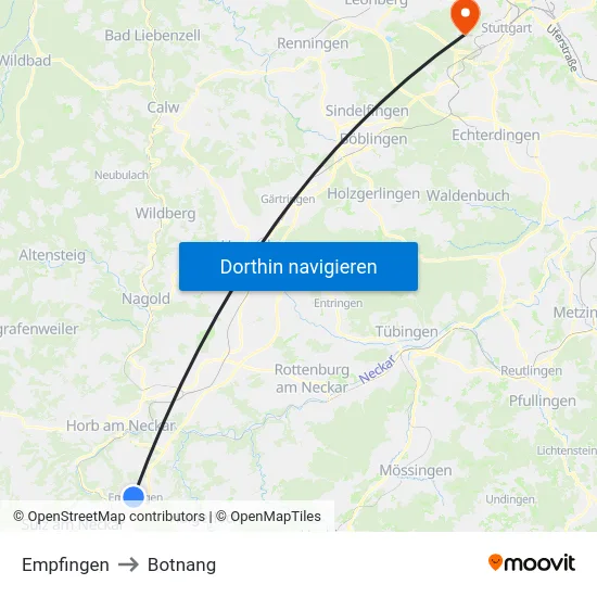 Empfingen to Botnang map