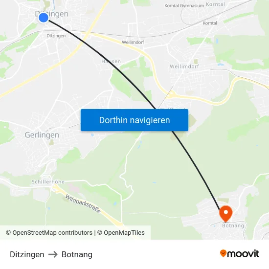 Ditzingen to Botnang map