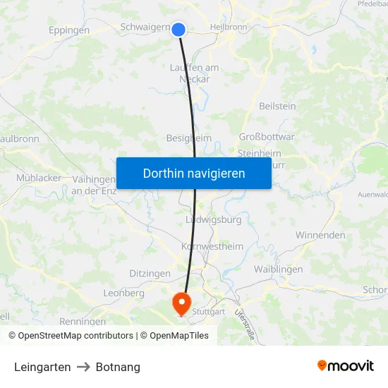 Leingarten to Botnang map