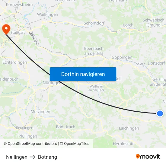 Nellingen to Botnang map