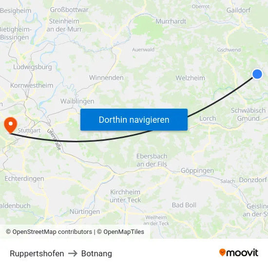 Ruppertshofen to Botnang map