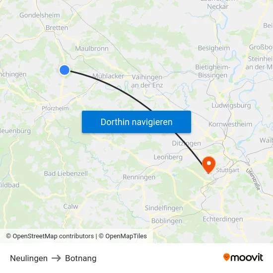 Neulingen to Botnang map