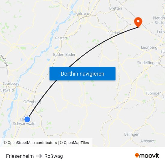 Friesenheim to Roßwag map