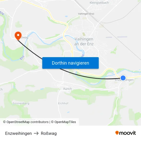 Enzweihingen to Roßwag map