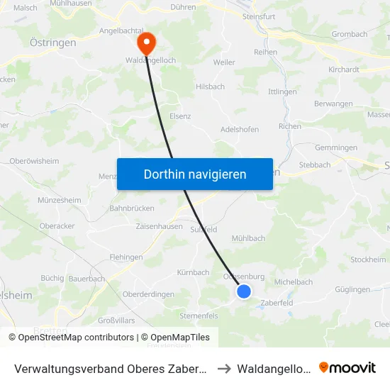 Verwaltungsverband Oberes Zabergäu to Waldangelloch map