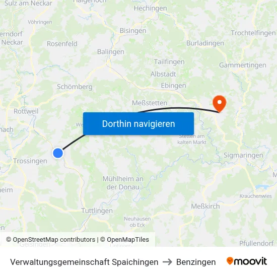 Verwaltungsgemeinschaft Spaichingen to Benzingen map