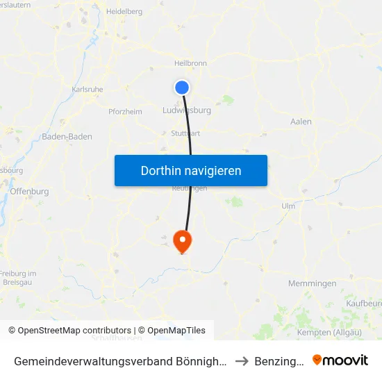 Gemeindeverwaltungsverband Bönnigheim to Benzingen map