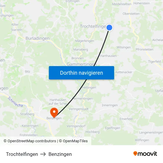 Trochtelfingen to Benzingen map