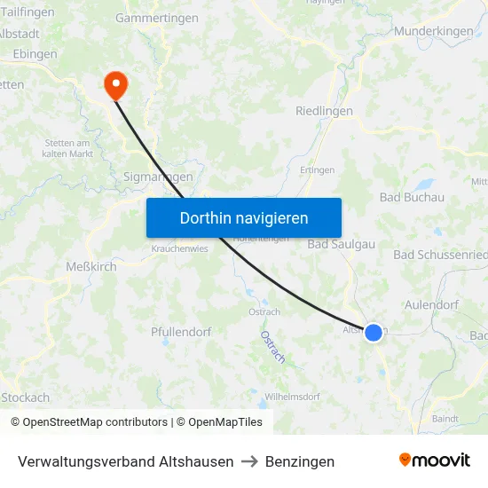 Verwaltungsverband Altshausen to Benzingen map
