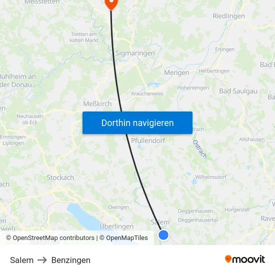 Salem to Benzingen map