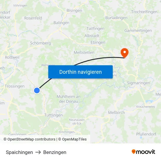 Spaichingen to Benzingen map