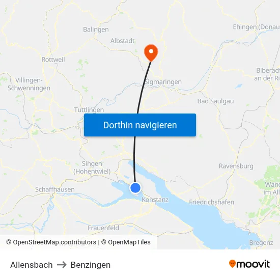 Allensbach to Benzingen map
