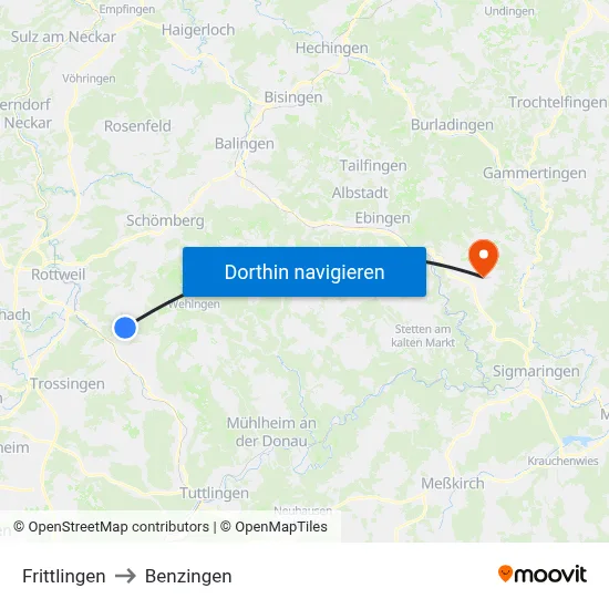 Frittlingen to Benzingen map