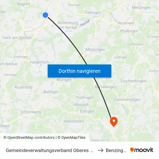 Gemeindeverwaltungsverband Oberes Gäu to Benzingen map