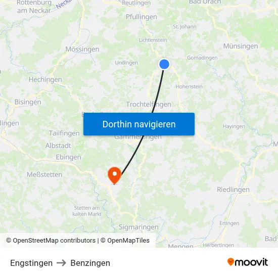 Engstingen to Benzingen map