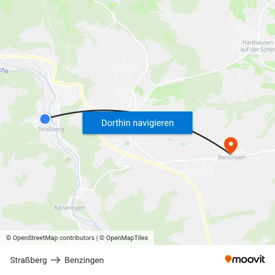 Straßberg to Benzingen map