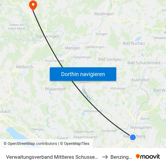 Verwaltungsverband Mittleres Schussental to Benzingen map