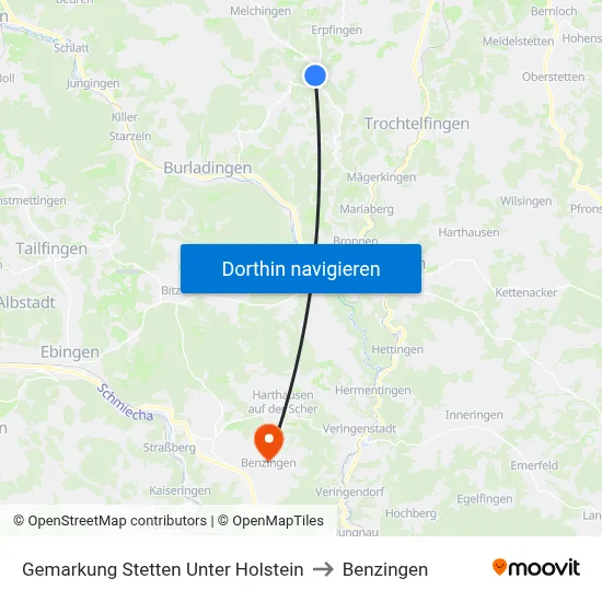 Gemarkung Stetten Unter Holstein to Benzingen map