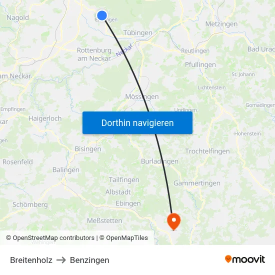 Breitenholz to Benzingen map
