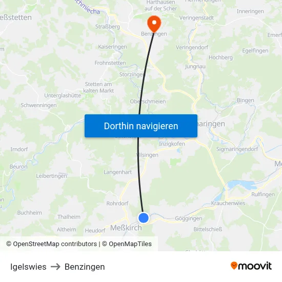 Igelswies to Benzingen map