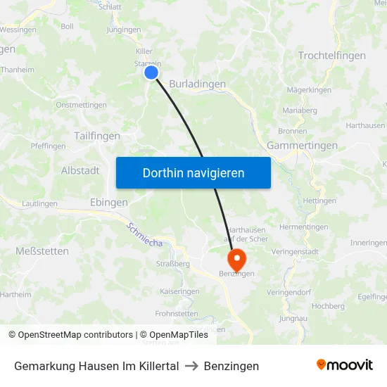 Gemarkung Hausen Im Killertal to Benzingen map