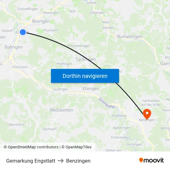 Gemarkung Engstlatt to Benzingen map