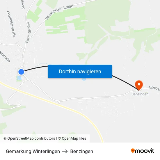 Gemarkung Winterlingen to Benzingen map