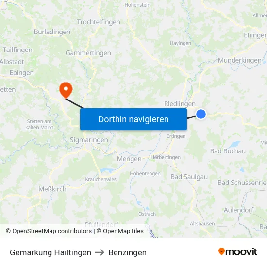 Gemarkung Hailtingen to Benzingen map
