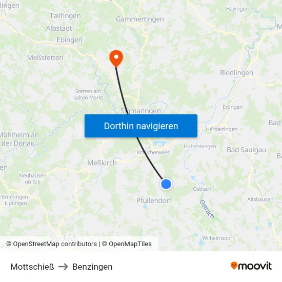 Mottschieß to Benzingen map