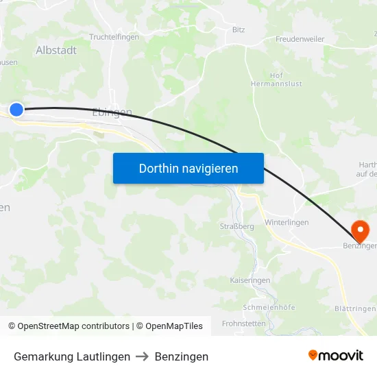 Gemarkung Lautlingen to Benzingen map