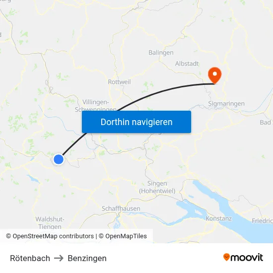 Rötenbach to Benzingen map