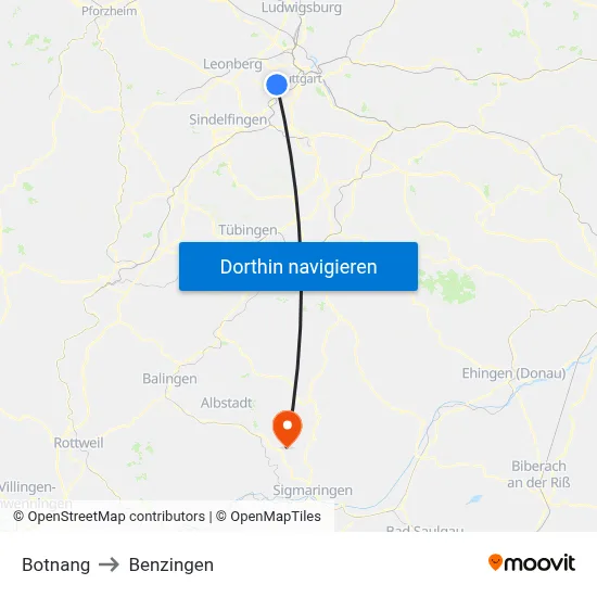 Botnang to Benzingen map