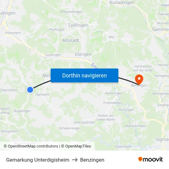 Gemarkung Unterdigisheim to Benzingen map