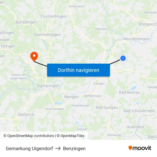 Gemarkung Uigendorf to Benzingen map