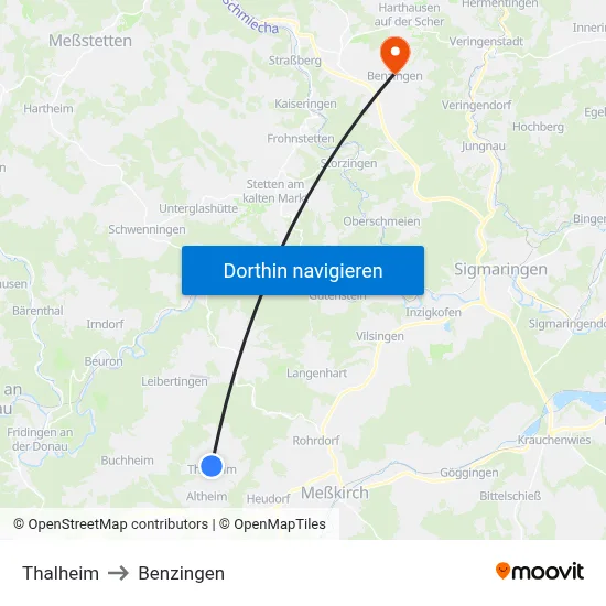 Thalheim to Benzingen map