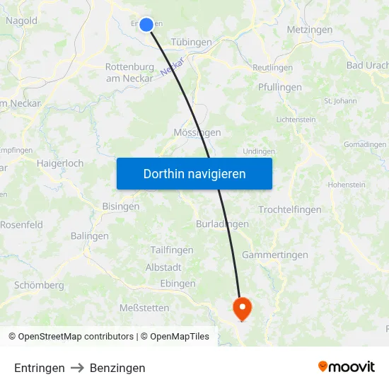 Entringen to Benzingen map