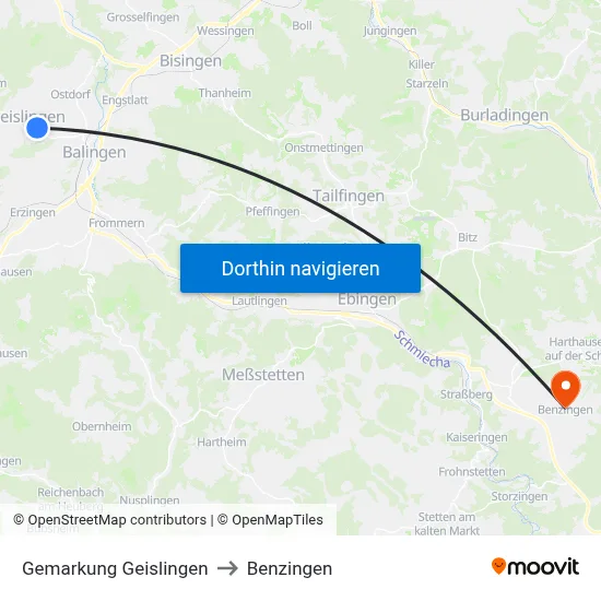 Gemarkung Geislingen to Benzingen map