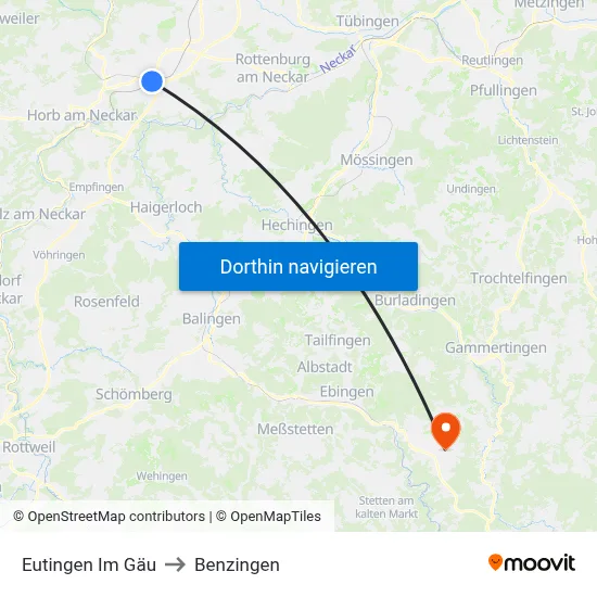 Eutingen Im Gäu to Benzingen map
