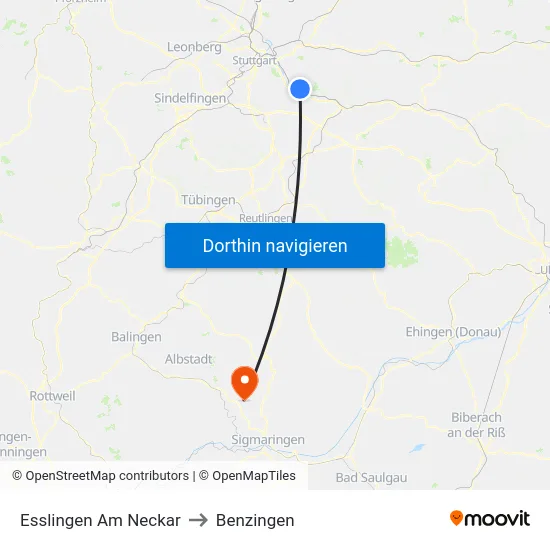 Esslingen Am Neckar to Benzingen map