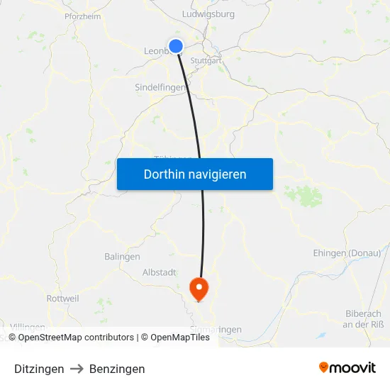 Ditzingen to Benzingen map