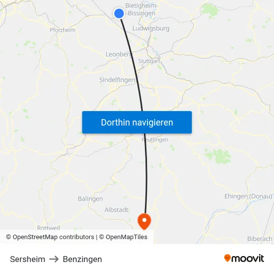 Sersheim to Benzingen map