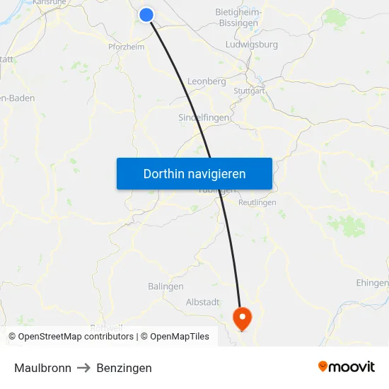 Maulbronn to Benzingen map
