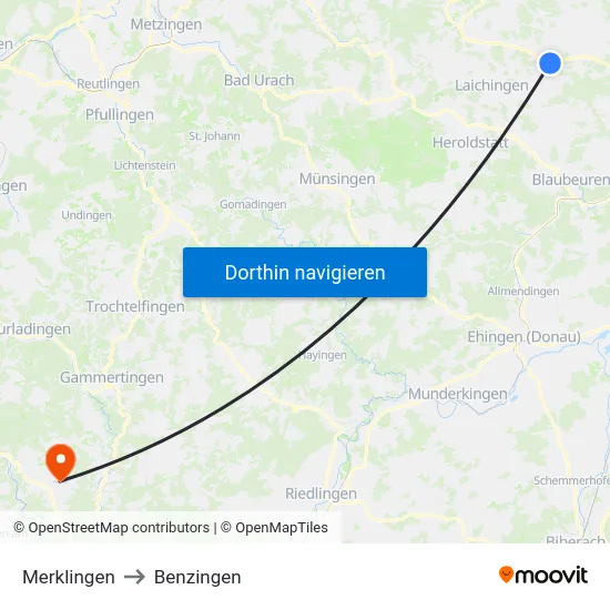 Merklingen to Benzingen map