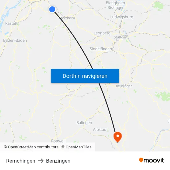 Remchingen to Benzingen map