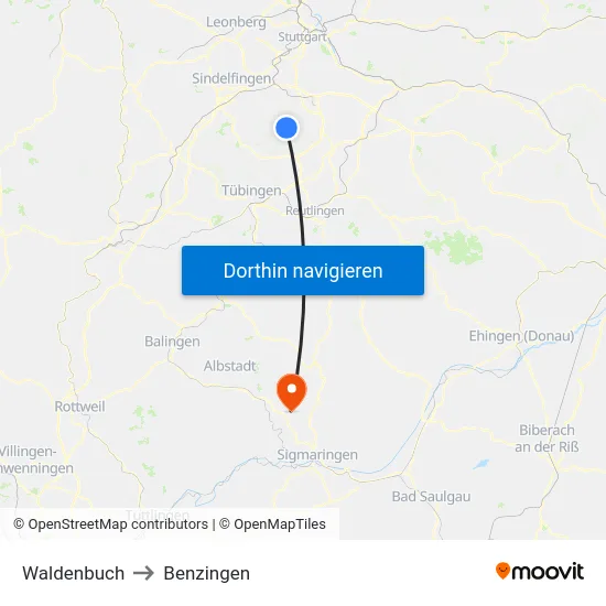 Waldenbuch to Benzingen map